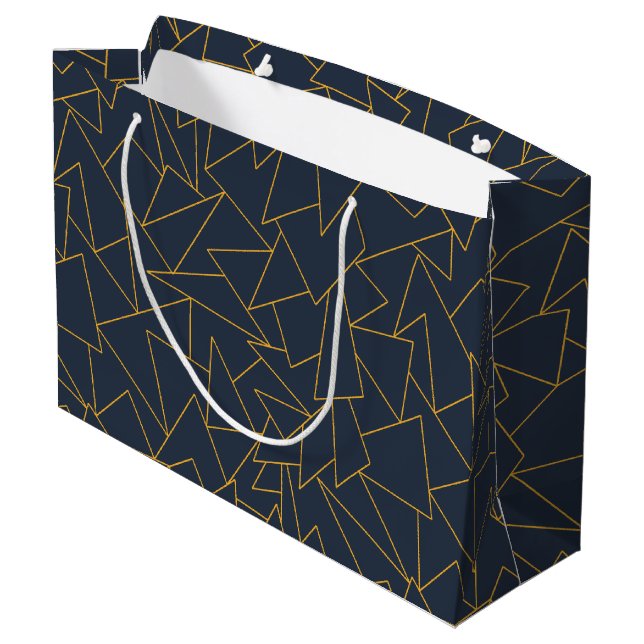 Navy blue and gold large gift bag (Back Angled)