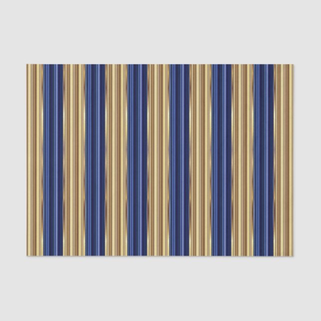 Navy Blue and Gold Large Stripes Tissue Paper (Front)