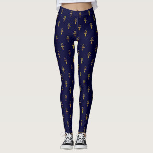 Navy Blue and Gold Life Anchor design legging