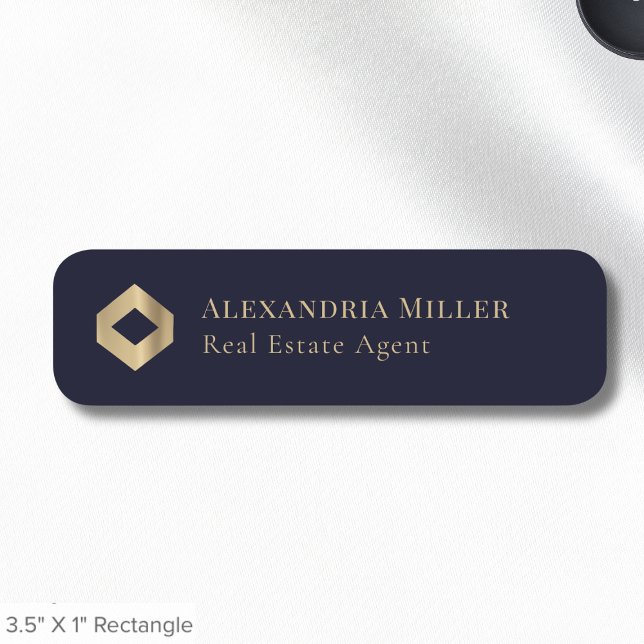 Navy Blue and Gold Logo Name Tag (Creator Uploaded)