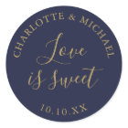 Navy Blue And Gold Love Is Sweet Wedding Favor 