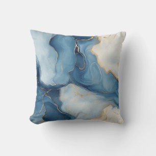 Navy Blue and Gold Marble Decorative Throw Pillow
