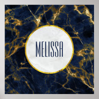 Navy Blue and Gold Marble Modern Stylish