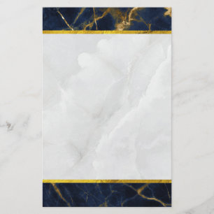 Navy Blue and Gold Marble Modern Stylish Stationery