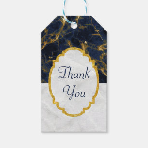 Navy Blue and Gold Marble Modern Stylish Thank You Gift Tags