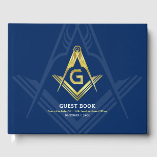 Navy Blue and Gold Masonic Guest Book Freemason