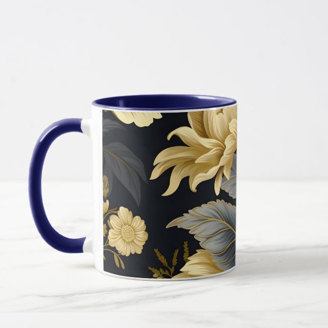 Navy Blue and Gold Modern Boho Custom Logo Mug (Left)