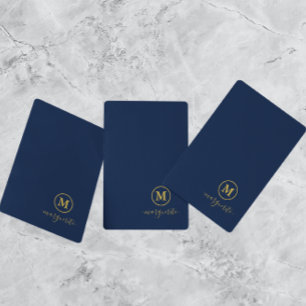 Navy Blue and Gold Monogram Playing Cards