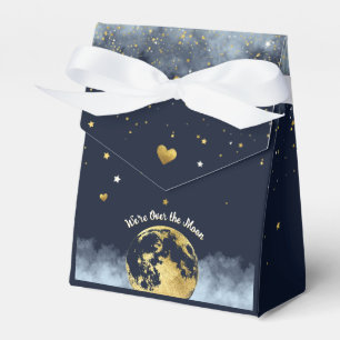 Navy Blue and Gold Over the Moon Baby Shower Favour Box