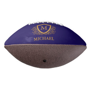 Navy Blue and Gold Personalised Monogram Name American Football