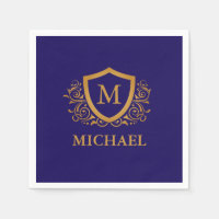 Navy Blue and Gold Personalised Monogram Name