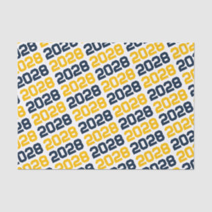 Navy Blue and Gold Repeating Class Year Graduation Tissue Paper