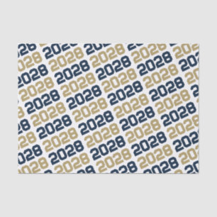 Navy Blue and Gold Repeating Class Year Graduation Tissue Paper