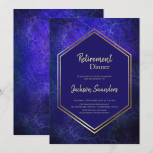 Navy Blue and Gold Retirement Dinner Invitation