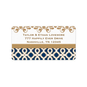 Navy Blue and Gold Return Address Labels Custom