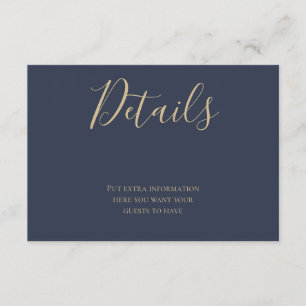 Navy Blue and Gold Script Details Information Card