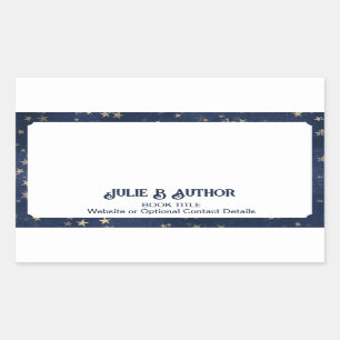 Navy Blue and Gold Starry Author Book Plate Rectangular Sticker