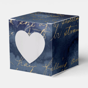 Navy Blue and Gold Vintage Calligraphy Favour Box