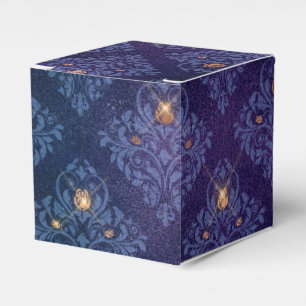 Navy Blue and Gold Vintage Damask Favour Box