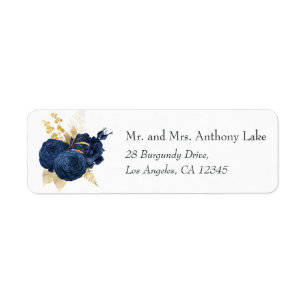 Navy Blue and Gold Vintage Shabby Roses Wedding