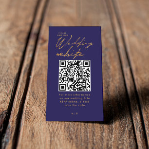 Navy Blue and Gold Visit our Wedding Website Enclosure Card