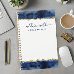 Navy Blue And Gold Watercolor Business Planner<br><div class="desc">Enhance your professional style with this navy blue and gold watercolor business planner. Designed for women who appreciate elegance and functionality, this planner combines a sophisticated watercolor design with practical organisation. The luxurious navy and gold artwork adds a refined touch to your daily planning. Ideal for modern businesswomen who value...</div>