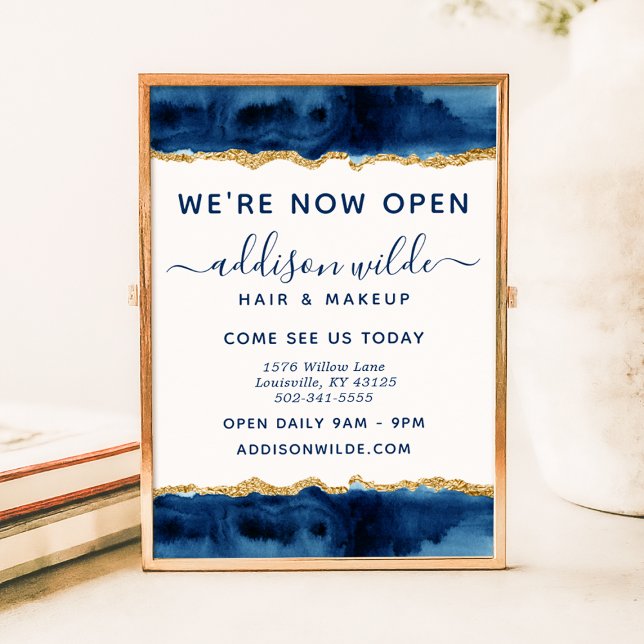 Navy Blue And Gold Watercolor Business Poster (Creator Uploaded)