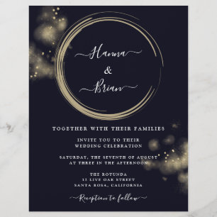 Navy Blue And Gold Wedding Flyer