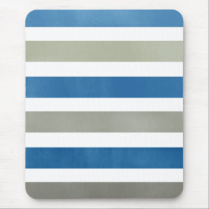Navy Blue and Gray Stripes Pattern Mousepad