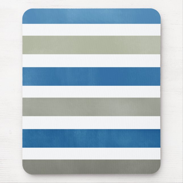 Navy Blue and Gray Stripes Pattern Mousepad (Front)