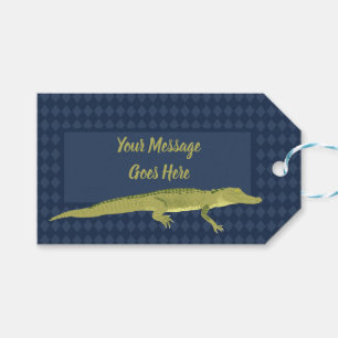 Navy Blue and Green Alligator Gift Tags