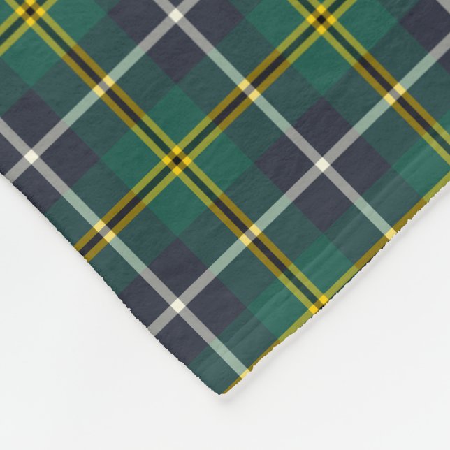 Navy Blue and Green Clan Turnbull Hunting Tartan Fleece Blanket (Corner)