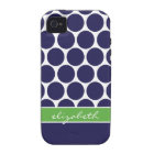 Navy Blue and Green Mod Big Dots Custom Monogram