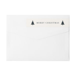 Navy Blue and Green Plaid Christmas Return Address Wrap Around Label
