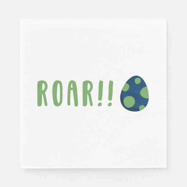 Navy Blue and Green ROAR!! Dinosaur Egg Napkin (Front)