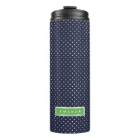 Navy Blue and Green Tiny Dots Monogram