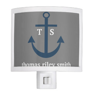 Navy Blue and Grey Anchor Nursery Night Light