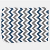 Navy Blue and Grey Chevron Baby Blanket (Horizontal)