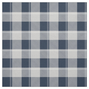 Navy Blue and Grey Lumberjack Plaid Fabric