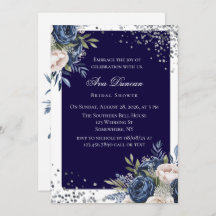 Navy Blue and Ivory Floral Bridal Shower