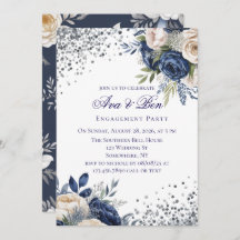 Navy Blue and Ivory Floral Engagement Party