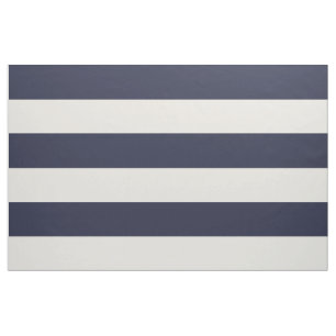 Navy Blue and Ivory Wide Stripes Large Scale Fabric