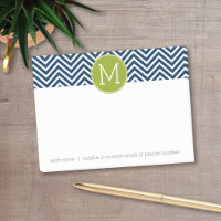 Navy Blue and Lime Green Chevrons Custom Monogram