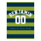 Navy Blue and Lime Green Rugby Stripes Name Number