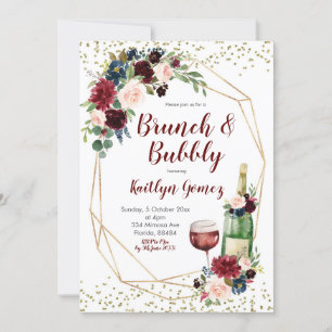 Navy Blue and Marsala Wine Bridal Shower Invitation