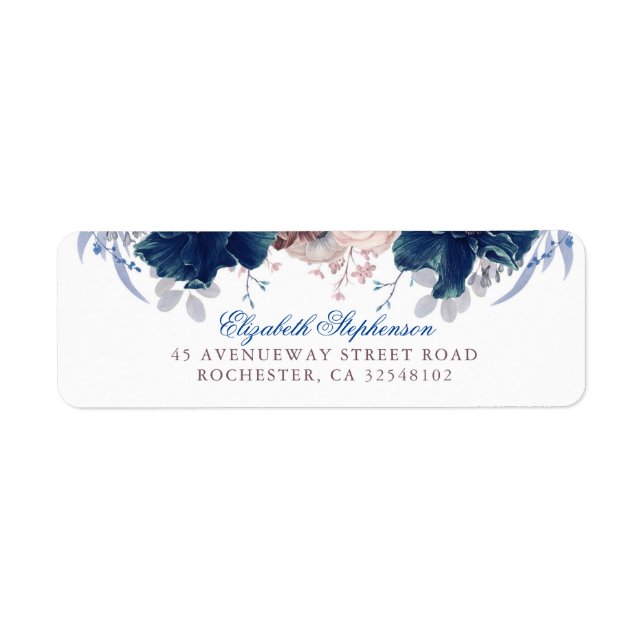 Navy Blue and Mauve Floral Vintage Wedding (Front)
