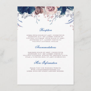 Navy Blue and Mauve Wedding Information Guest Enclosure Card