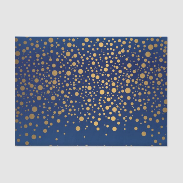 Navy Blue and Metallic Gold Confetti Tissue Paper (Front)