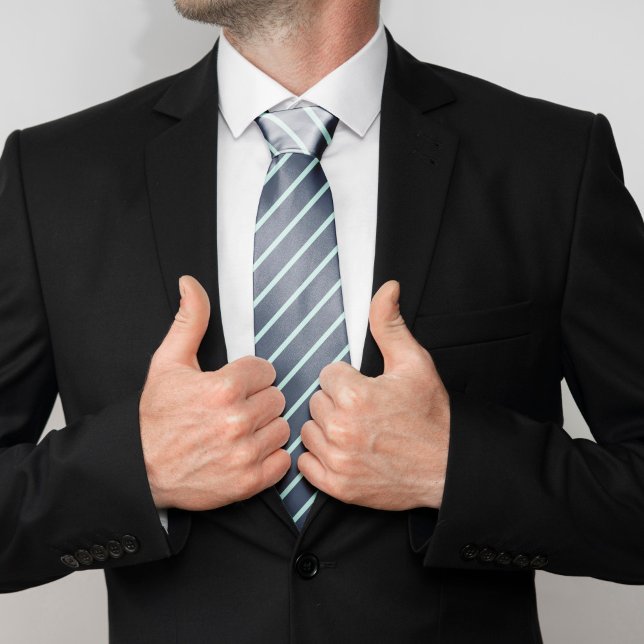 Navy Blue and Mint Stripes Tie (Creator Uploaded)