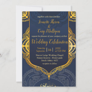 Navy Blue and or Violet with Gold Mandalas Invitation